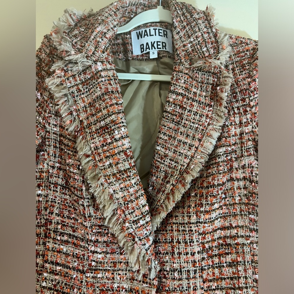 Walter Baker Lana Belmont Pink Red Tweed Blazer Jacket Size Small 🩷❤️ - Picture 7 of 11